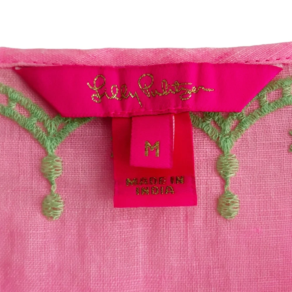 Lilly Pulitzer Cotton Candy Pink Lime Coby Linen Tunic M EPC - Picture 6 of 6
